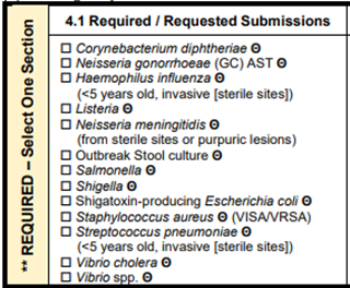 "An excerpt of Section 4.1 from a G-2B Specimen Submission Form"