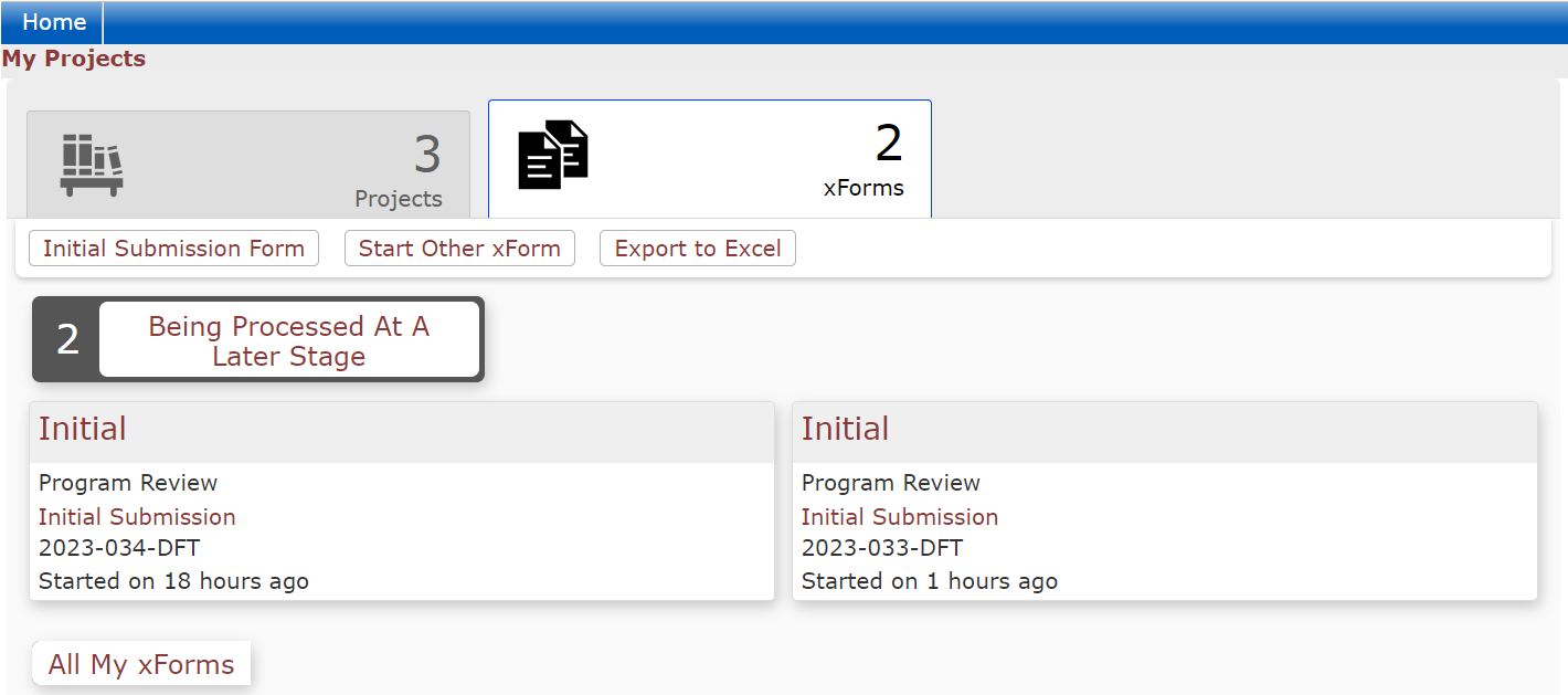 "xForms Dashboard"