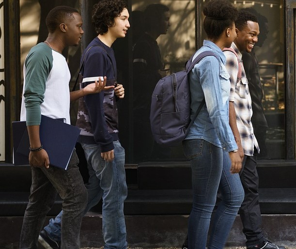 Students walking to school.