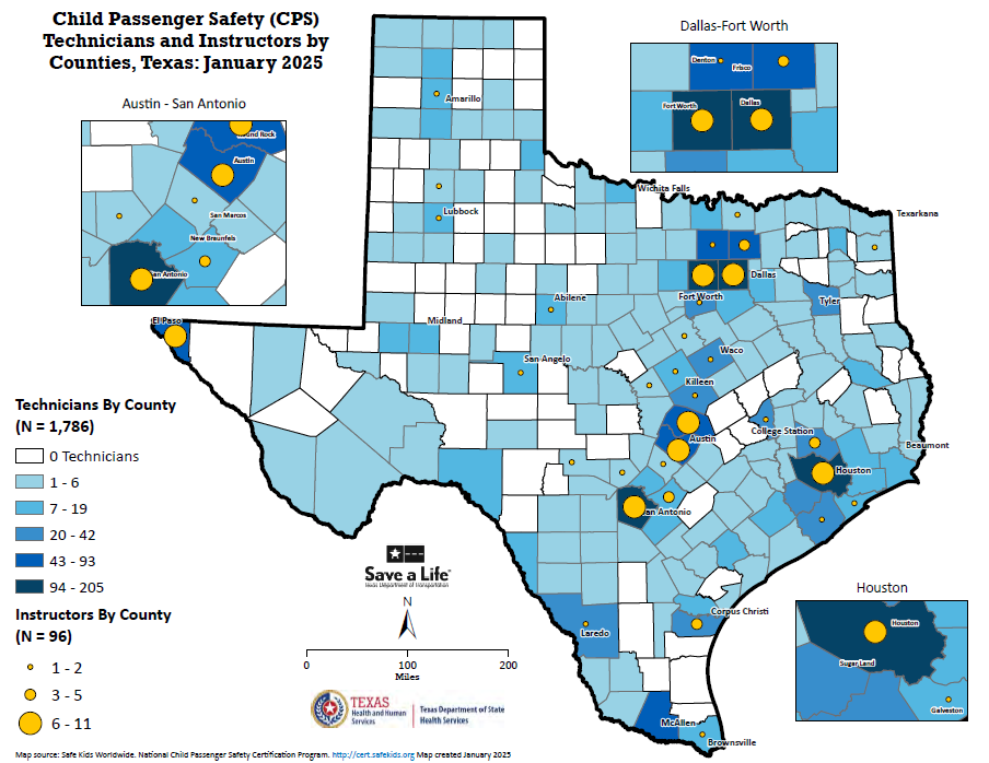 Technician / Technician Instructor Map Jan 2025