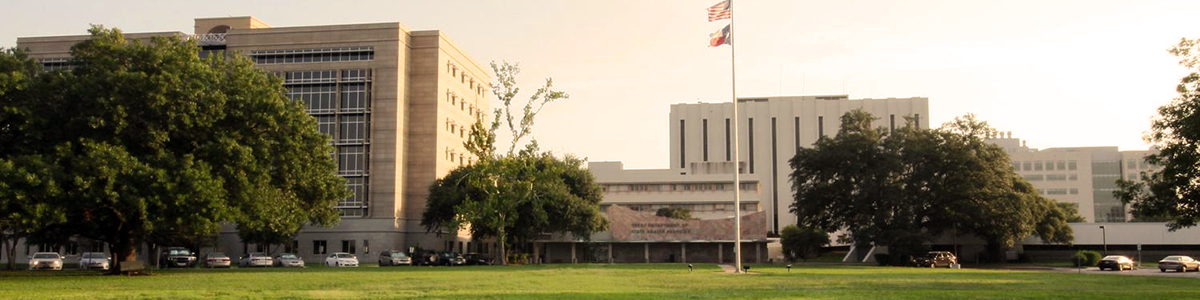 Panorama of the main DSHS campus at sunset.