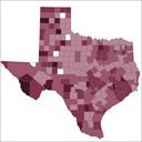 Map showing population to nurse ratio per county