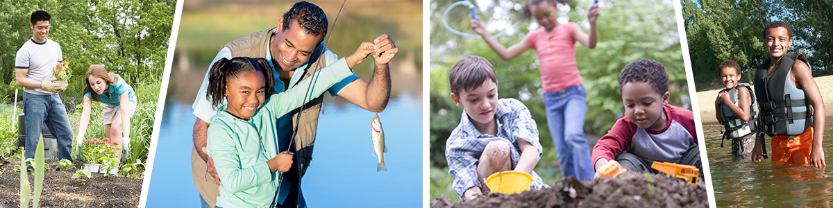 Collage of people of all ages enjoying outdoor activities